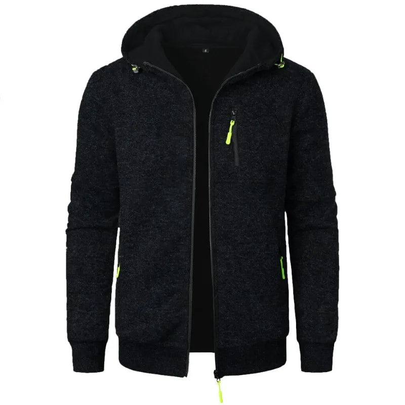 Nueva ropa de calle, sudaderas de manga larga para hombre, cremallera con capucha, chaqueta cálida de invierno de gran tamaño, abrigo, chándal para exteriores para hombre