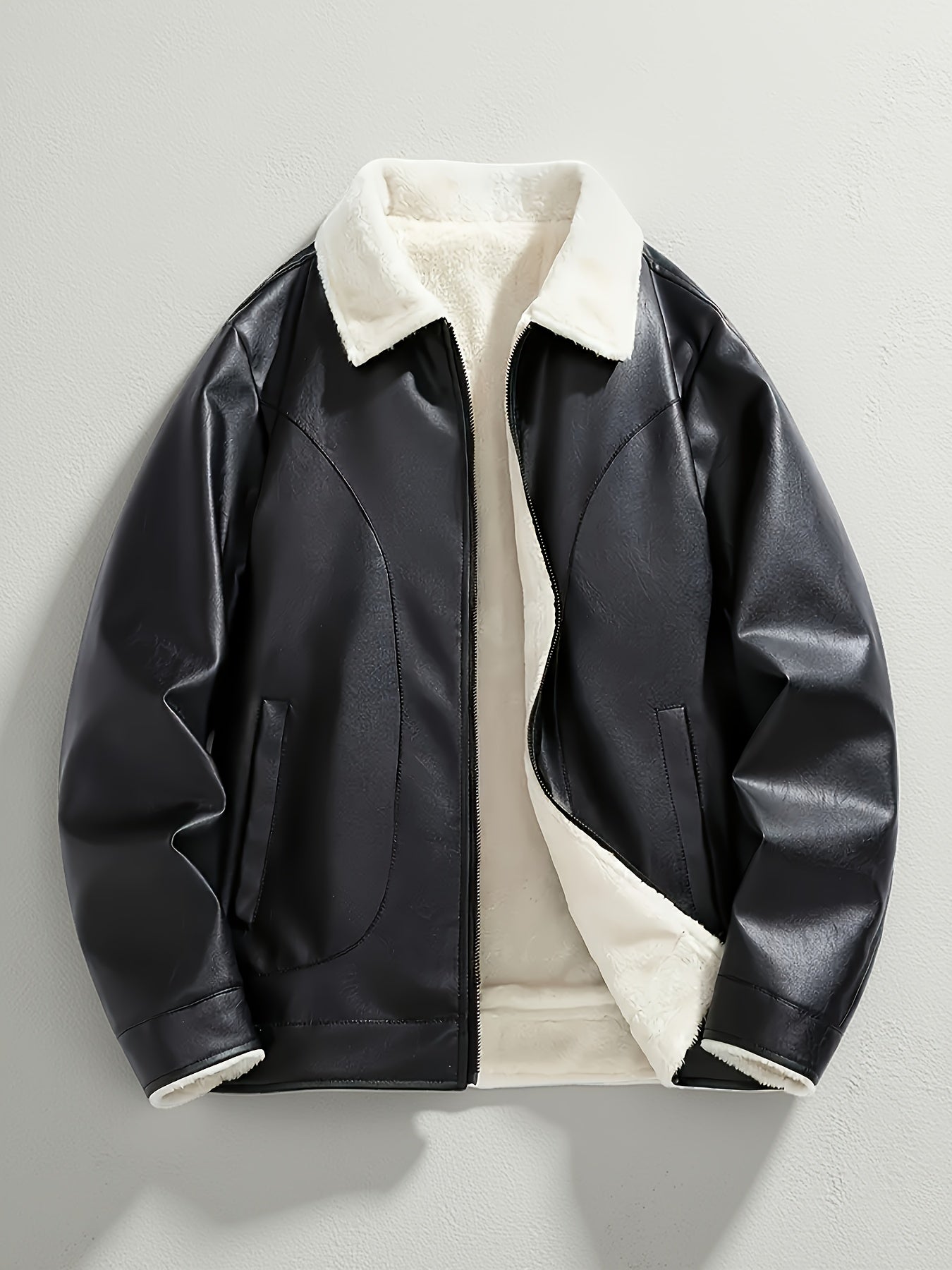 Chaqueta Casual para Hombre con Forro Polar - Abrigo de Poliéster con Cremallera