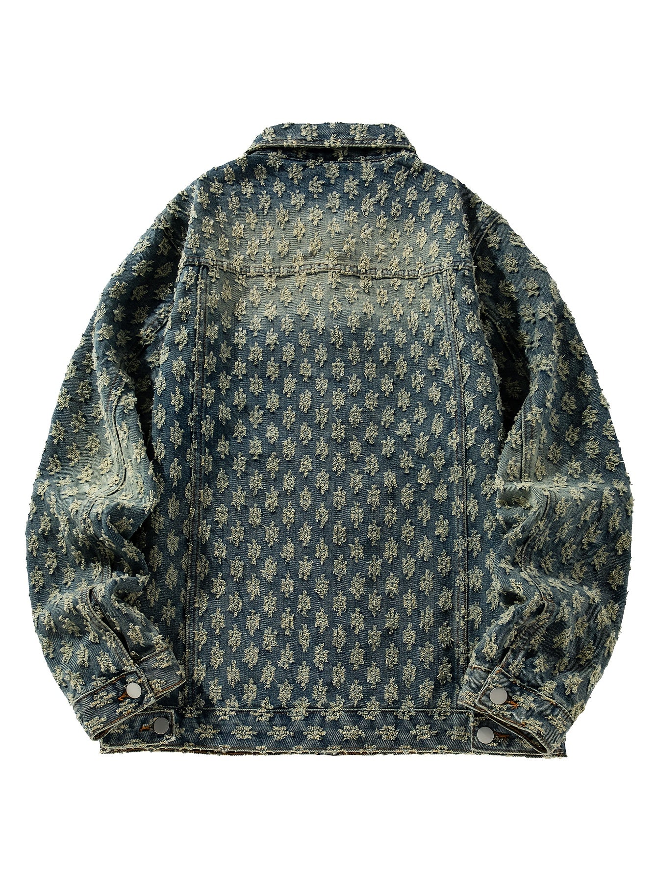 Chaqueta de Denim para Hombre con Cuello Vuelto, Diseño Rasgado y Lavada Nueva - Casual Versátil