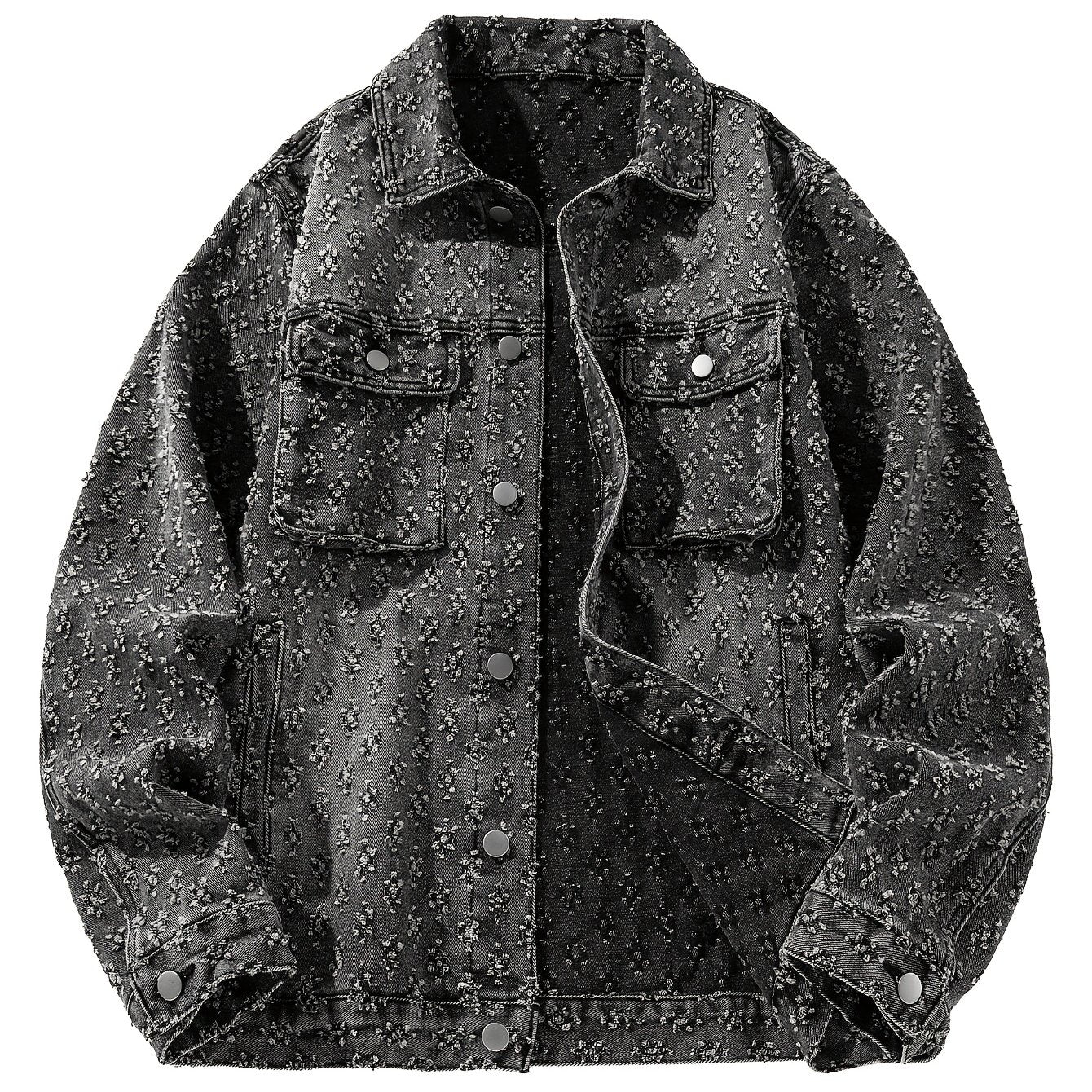 Chaqueta de Denim para Hombre con Cuello Vuelto, Diseño Rasgado y Lavada Nueva - Casual Versátil