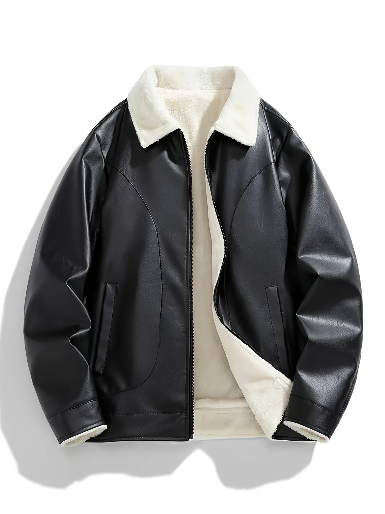 Chaqueta Casual para Hombre con Forro Polar - Abrigo de Poliéster con Cremallera