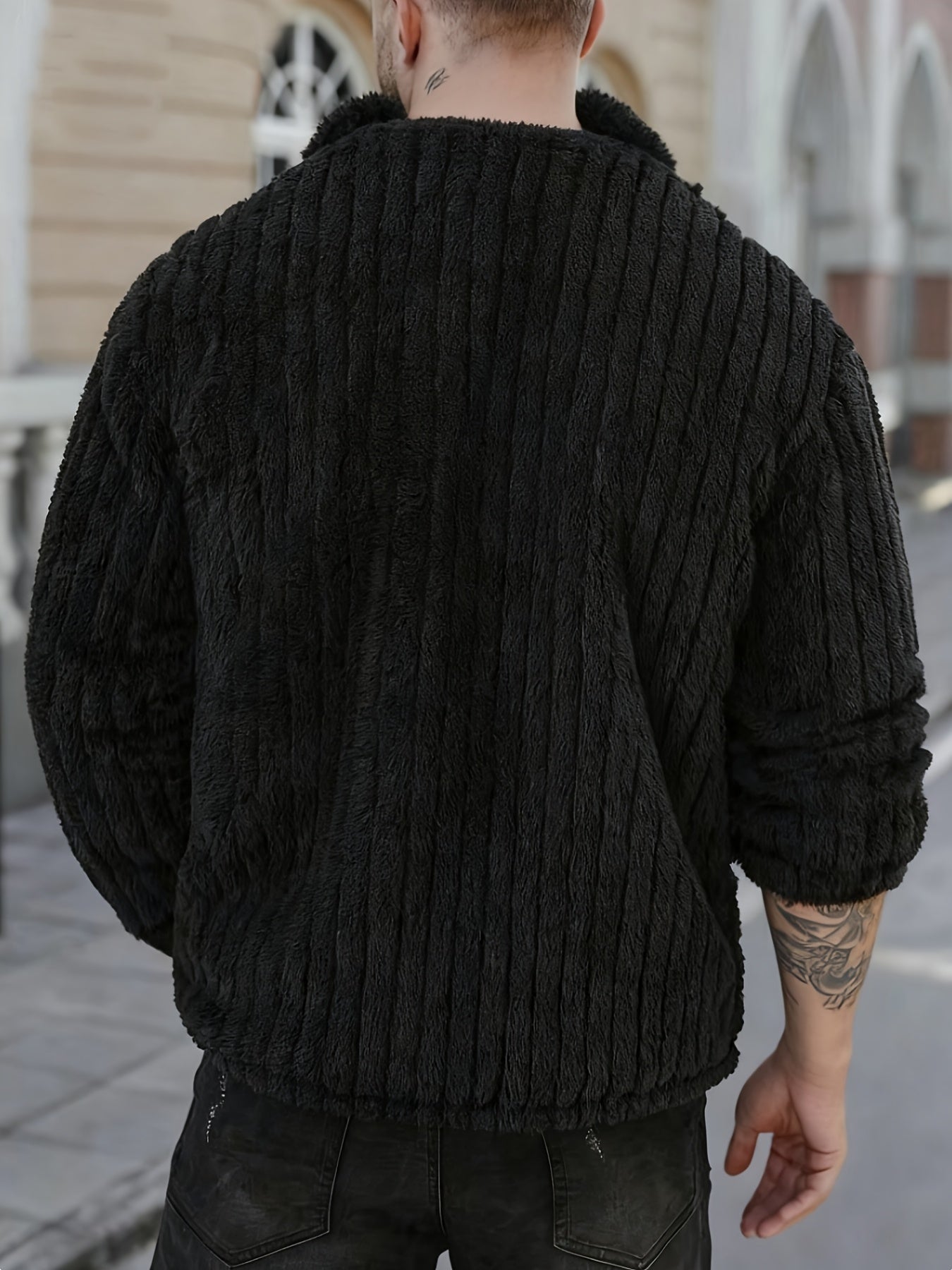 Chaqueta de Invierno para Hombre al Estilo Pana con Forro Teddy Bear - Cuello y Cierre Frontal a Botones
