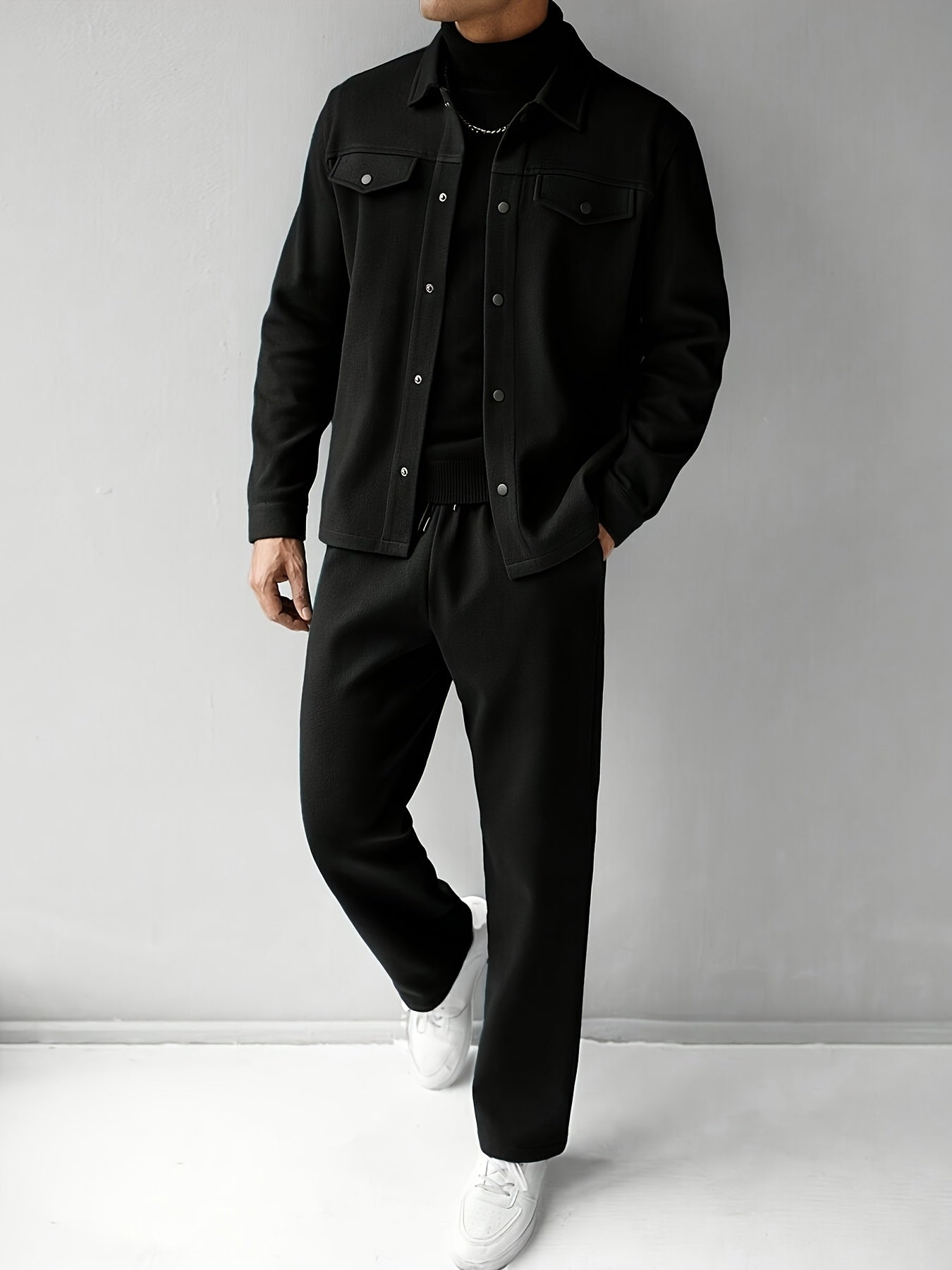 Traje Deportivo Casual para Hombre - Camiseta de Manga Larga y Pantalones con Bolsillos