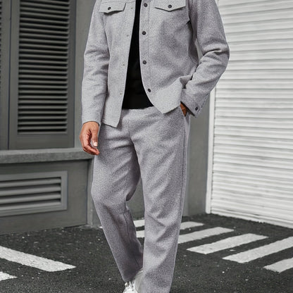 Traje Deportivo Casual para Hombre - Camiseta de Manga Larga y Pantalones con Bolsillos