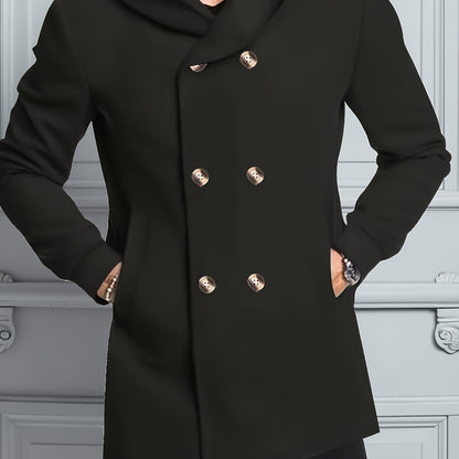 Chaqueta de Tweed con Capucha para Hombre - Chaqueta Invernal Mid-Length con Botones