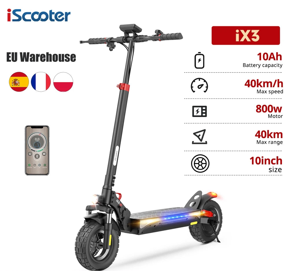 iScooter IX4/IX6 Electric Scooter 800W/1000W Powerful 10inch 11inch Off-road Tire 40-45km