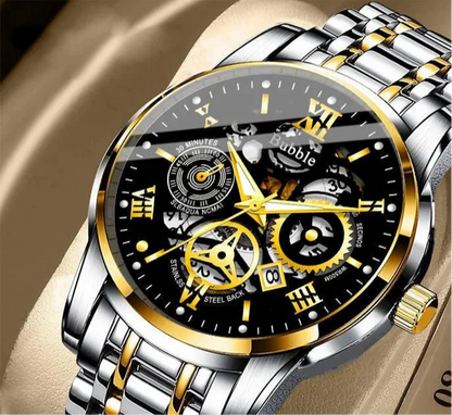 Reloj para hombre, moderno, de alta gama, ligero, de lujo, versátil, de cuarzo, resistente al agua, con diseño romano hueco, reloj para hombre.