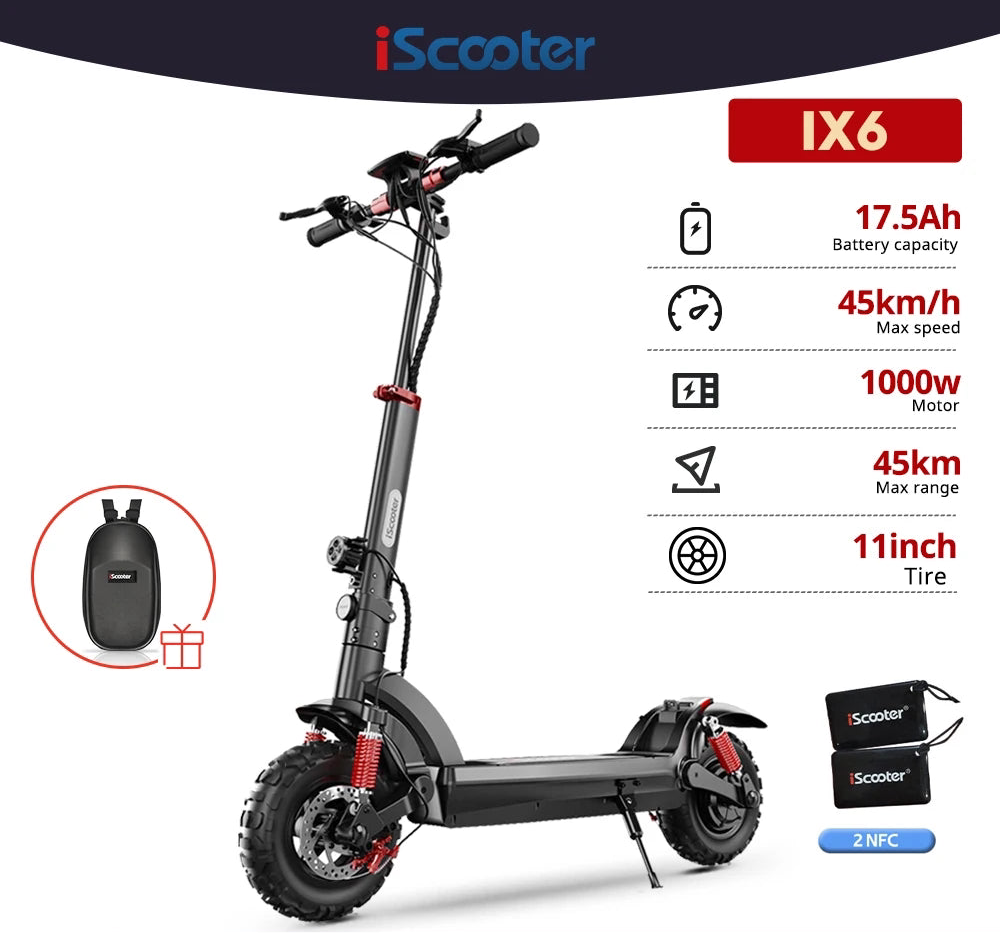iScooter IX4/IX6 Electric Scooter 800W/1000W Powerful 10inch 11inch Off-road Tire 40-45km