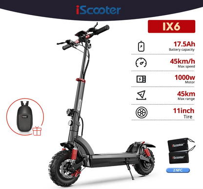 iScooter IX4/IX6 Electric Scooter 800W/1000W Powerful 10inch 11inch Off-road Tire 40-45km