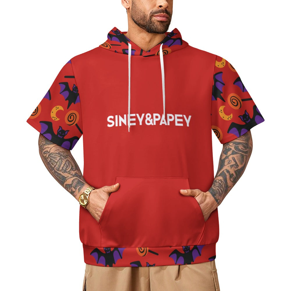 Sudadera con capucha y manga corta de tendencia