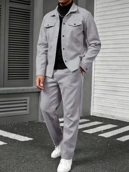 Traje Deportivo Casual para Hombre - Camiseta de Manga Larga y Pantalones con Bolsillos