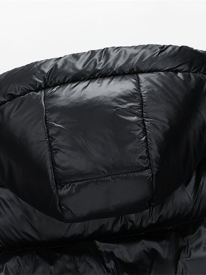 Chaqueta de Invierno para Hombre de Alta Resistencia con Capucha - Grado Marino - Abrigo Acolchado, Cremallera Dorada y Bolsillos con Letras