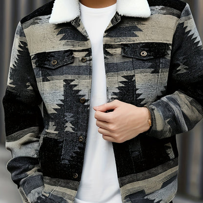 Chaqueta de invierno para hombre - Chaqueta de clima frío con forro de felpa y cierre frontal con botones