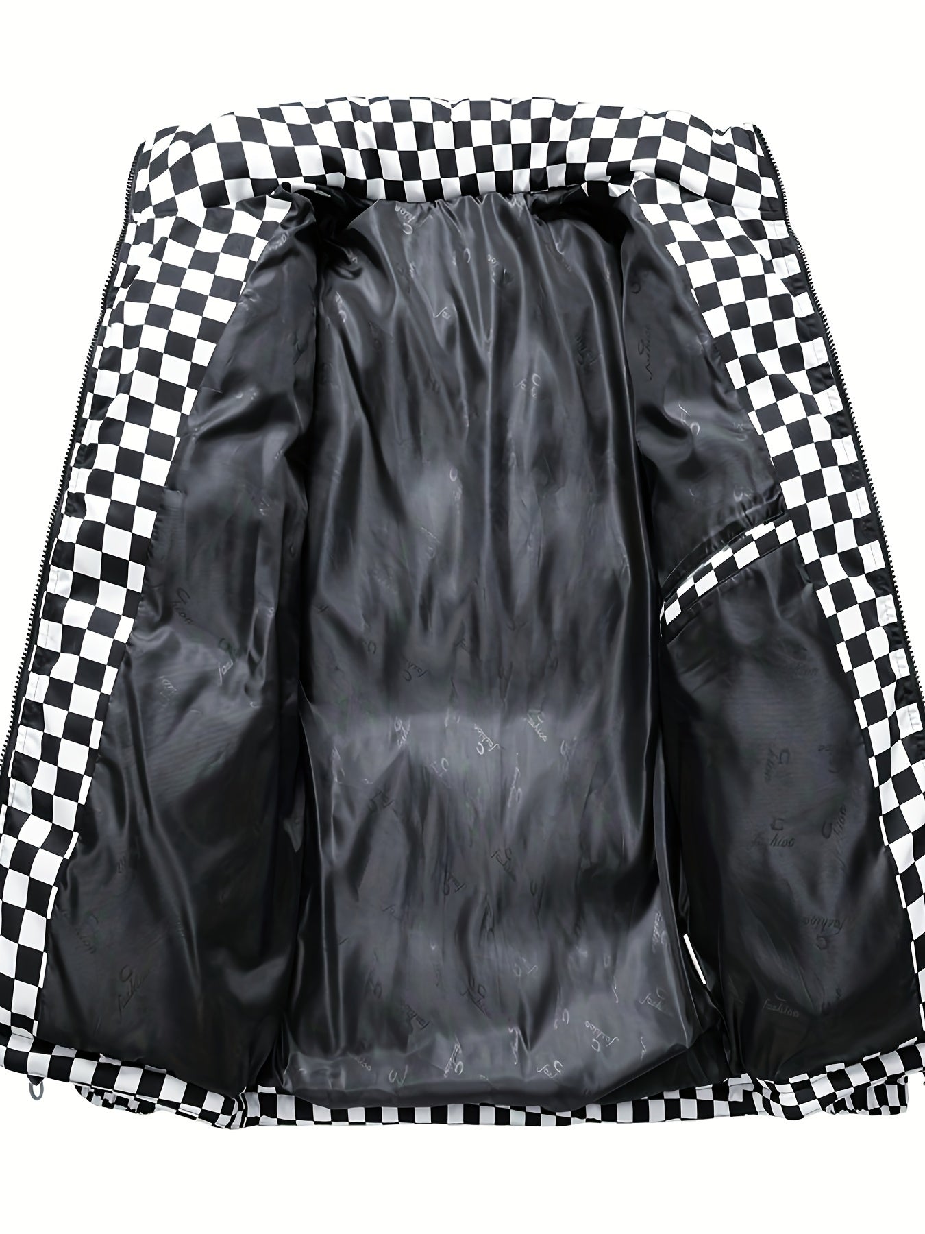 Chaqueta de invierno acolchada para hombre, verde y blanca, con diseño de cuadros, gruesa y aislada, con cuello alto