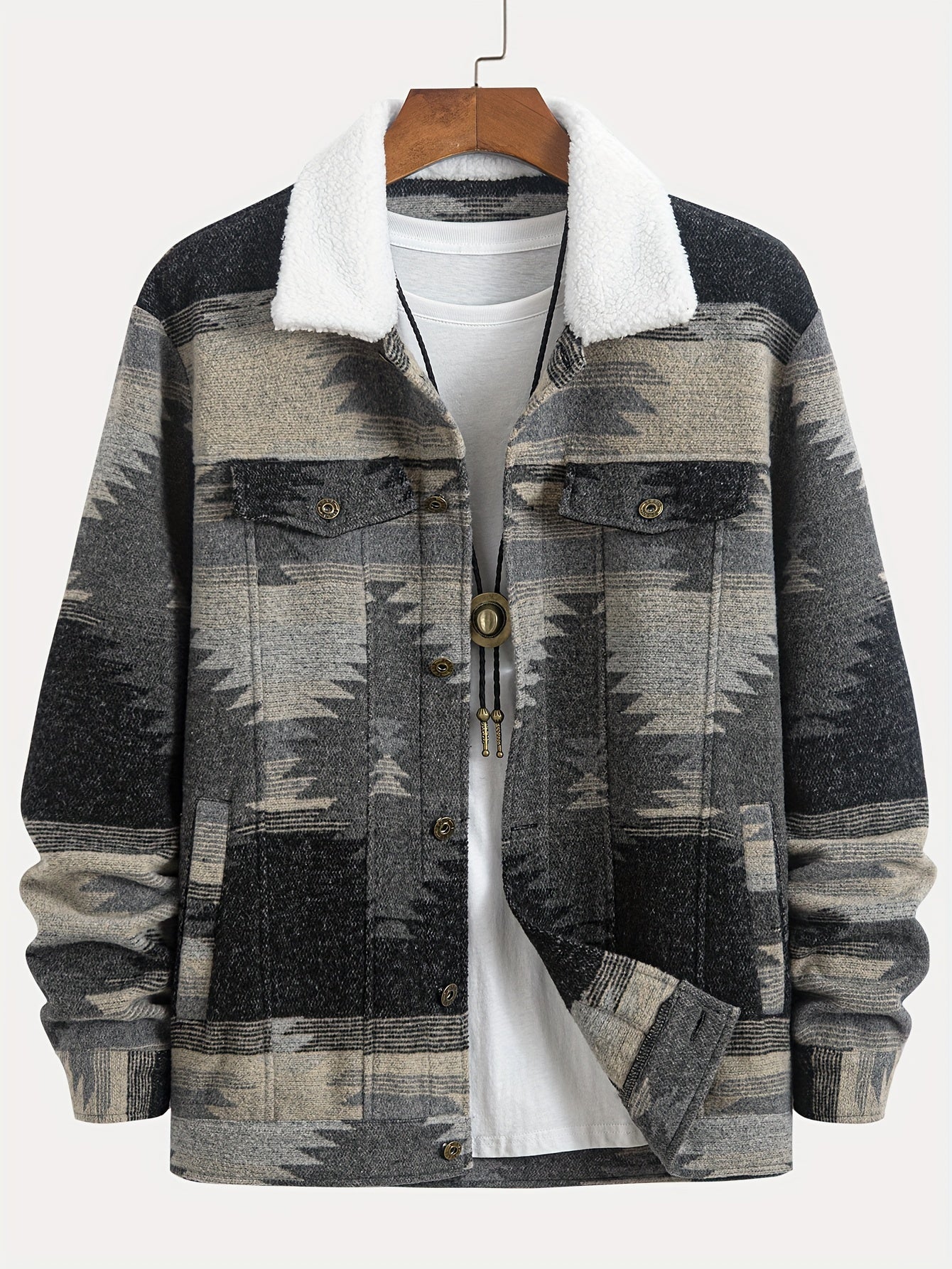 Chaqueta de invierno para hombre - Chaqueta de clima frío con forro de felpa y cierre frontal con botones