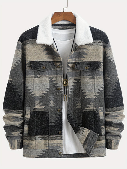 Chaqueta de invierno para hombre - Chaqueta de clima frío con forro de felpa y cierre frontal con botones