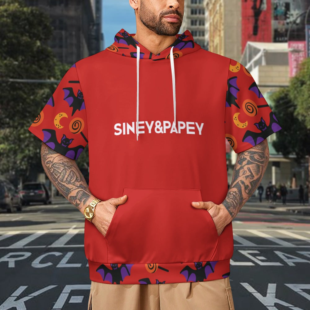 Sudadera con capucha y manga corta de tendencia