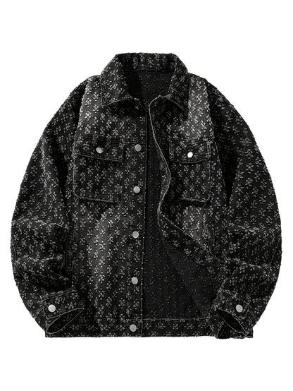 Chaqueta de Denim para Hombre con Cuello Vuelto, Diseño Rasgado y Lavada Nueva - Casual Versátil