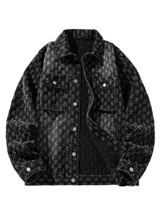 Chaqueta de Denim para Hombre con Cuello Vuelto, Diseño Rasgado y Lavada Nueva - Casual Versátil