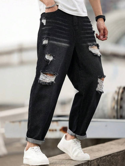 Vaqueros , Pantalón ,Jeans desgastados, de corte holgado, para hombres