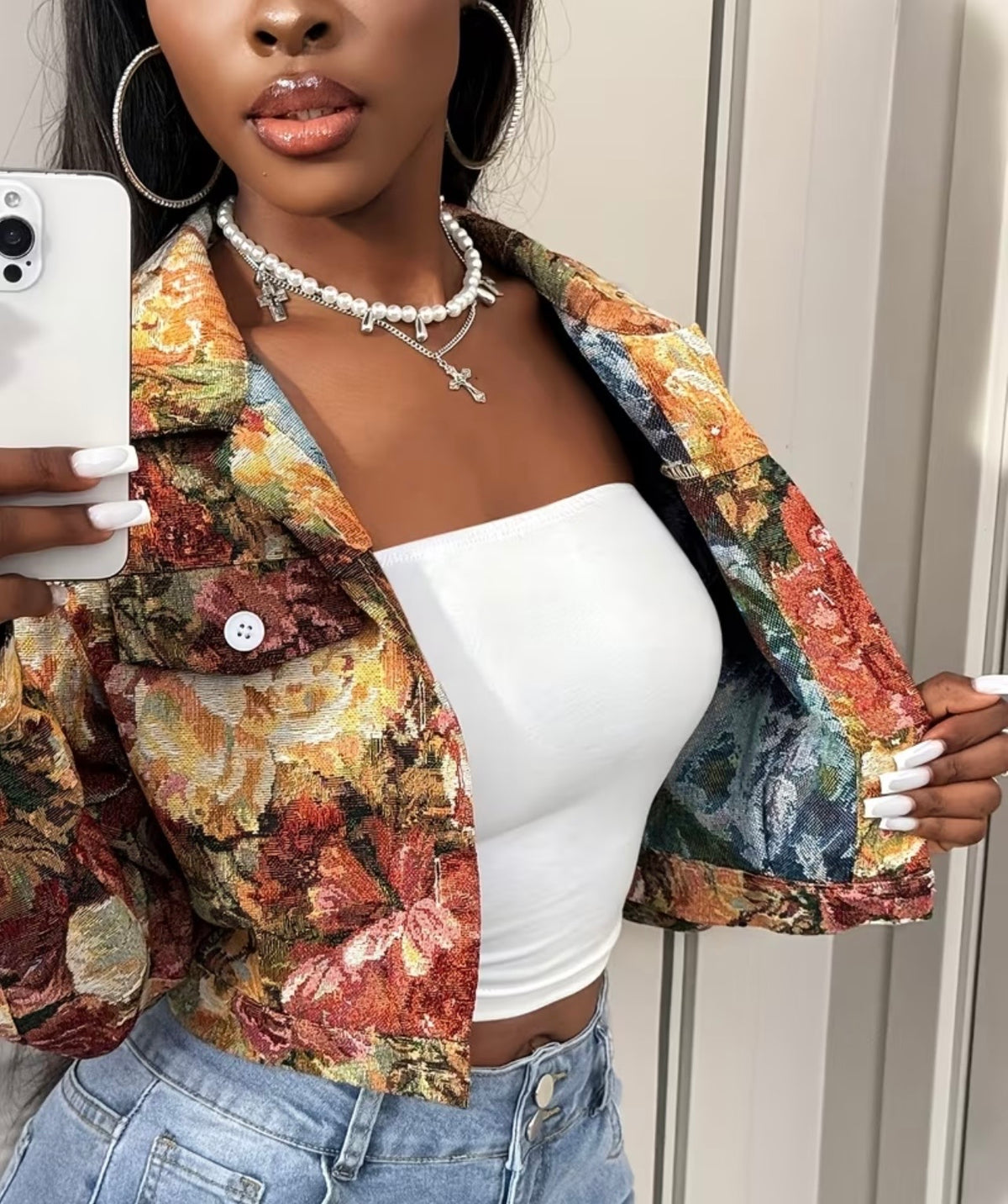 Chaqueta cárdigan elegante para mujer con solapa corta