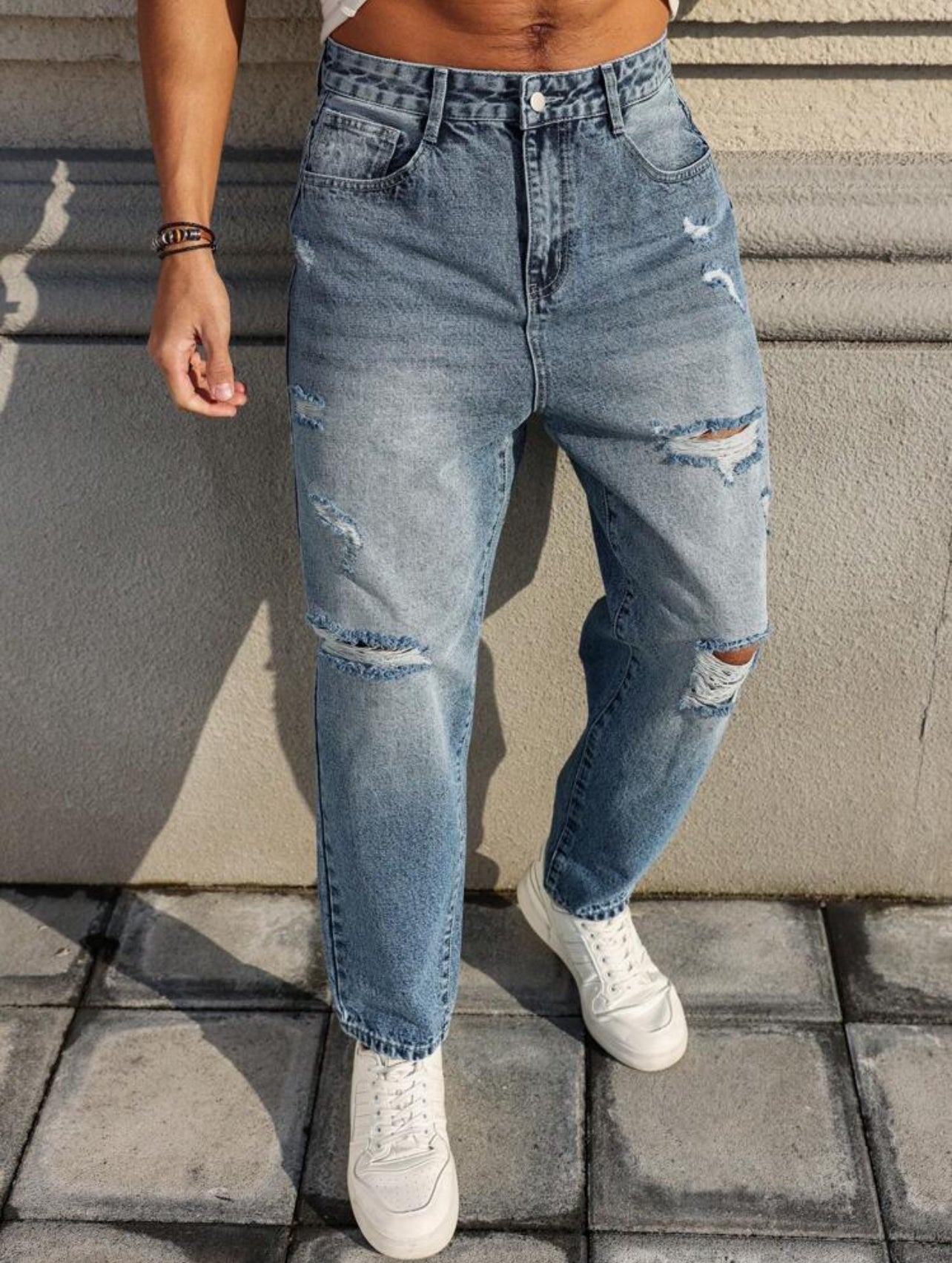 Vaqueros , Pantalón ,Jeans desgastados, de corte holgado, para hombres