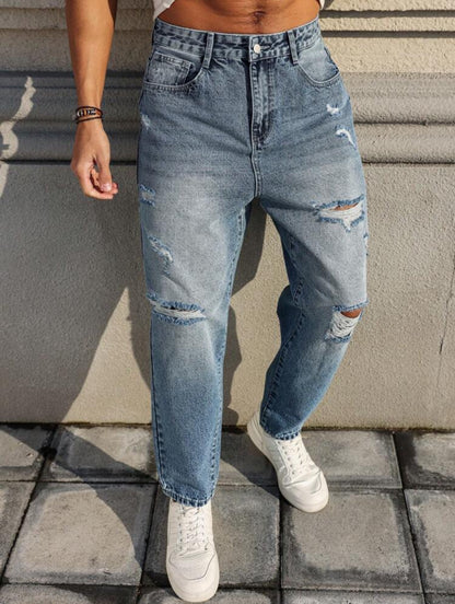 Vaqueros , Pantalón ,Jeans desgastados, de corte holgado, para hombres