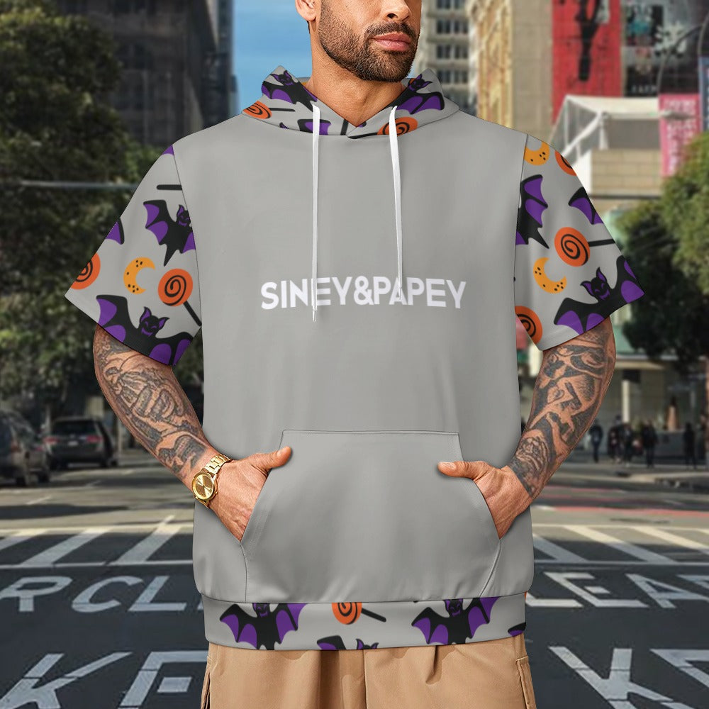 Sudadera con capucha y manga corta de tendencia