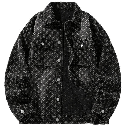 Chaqueta de Denim para Hombre con Cuello Vuelto, Diseño Rasgado y Lavada Nueva - Casual Versátil
