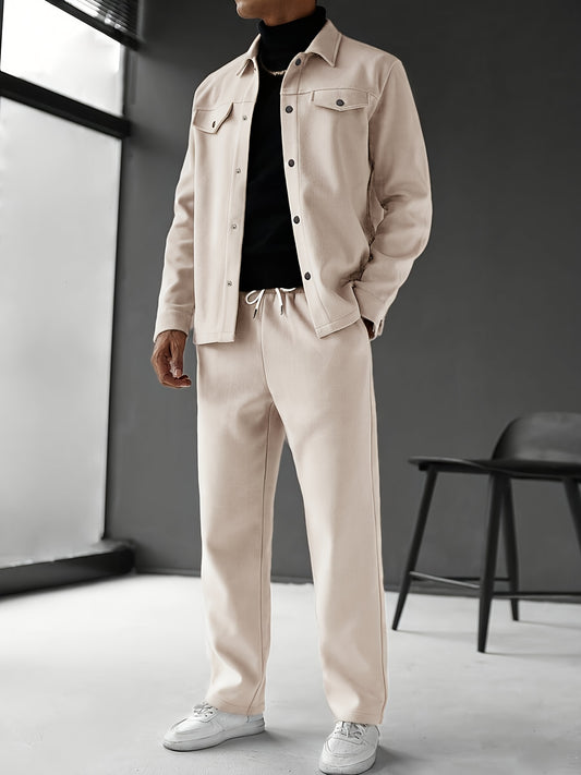 Traje Deportivo Casual para Hombre - Camiseta de Manga Larga y Pantalones con Bolsillos