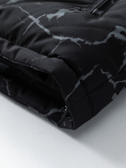 Chaqueta de Invierno para Hombre Resistente al Frío con Cremallera Completa, Cuello Alto y Patrón a Rayas - Abrigo Grueso y Cálido