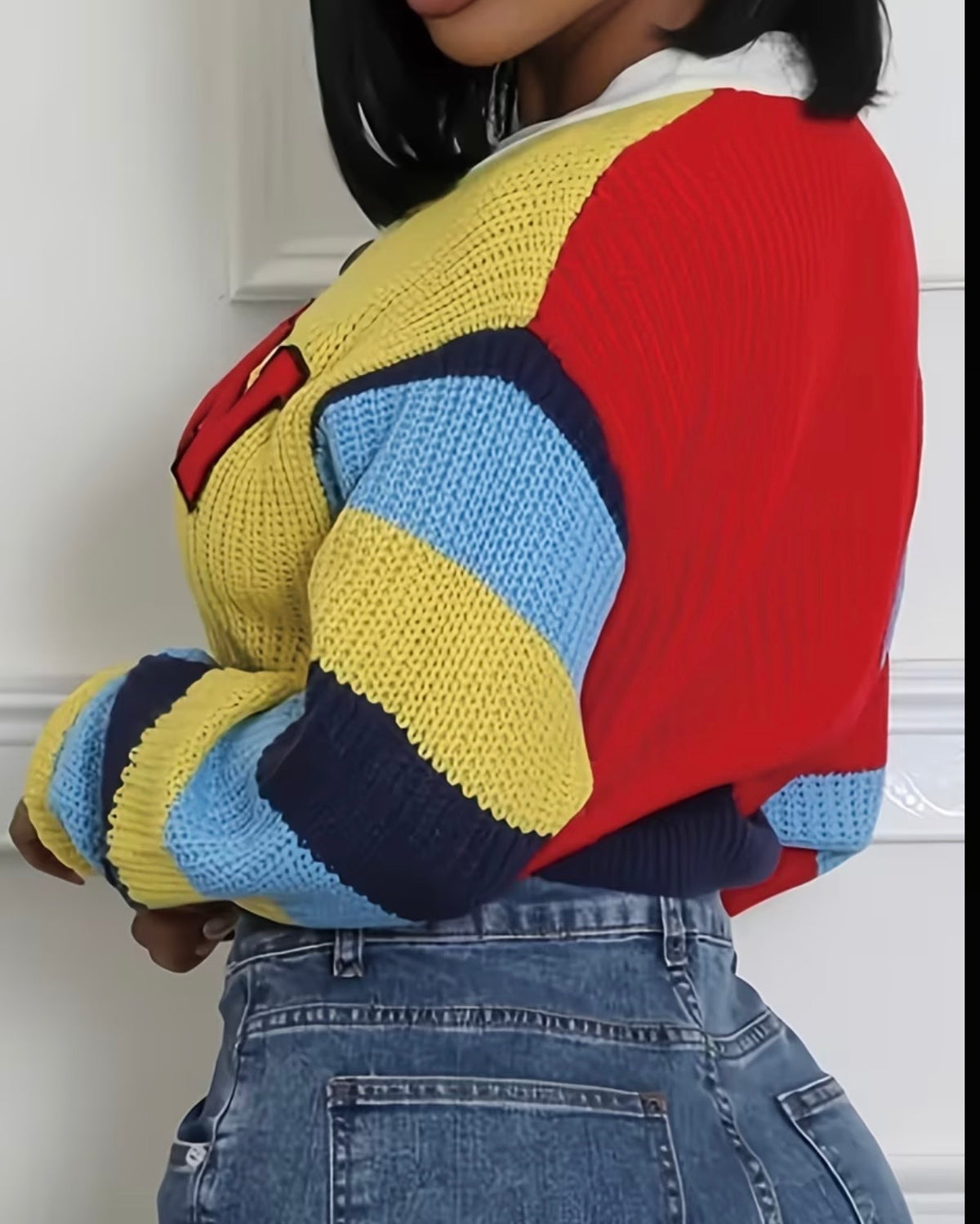 Nuevo cardigan elegante de mujer con Cuello en V y Manga Larga