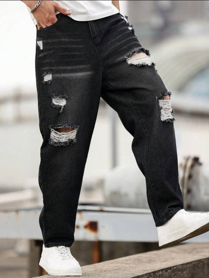 Vaqueros , Pantalón ,Jeans desgastados, de corte holgado, para hombres