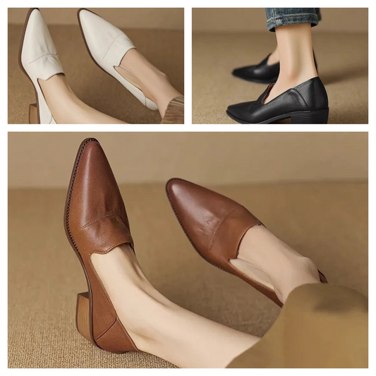 Sexy Women High Heel Mules Leather Sole Slippers Pointed Toe Platform Shoes Slip On