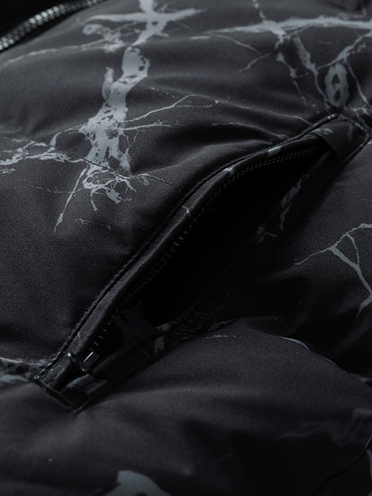 Chaqueta de Invierno para Hombre Resistente al Frío con Cremallera Completa, Cuello Alto y Patrón a Rayas - Abrigo Grueso y Cálido