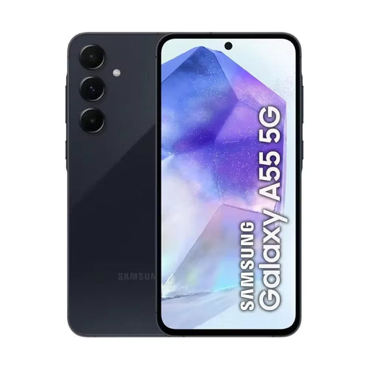 Samsung Galaxy A55 5G, smartphone con Exynos 1480, cámara de 50 MP, pantalla Super AMOLED FHD+ de 6,6", 120 Hz, carga rápida de 25 W y 5000 mAh.