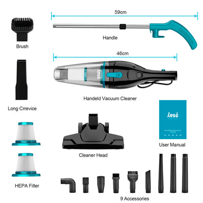 Aspirateur balai filaire 2 en 1 Aspirateur balai léger sans sac pour poils d'animaux Sol dur Maison