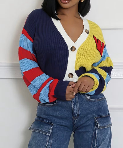 Nuevo cardigan elegante de mujer con Cuello en V y Manga Larga
