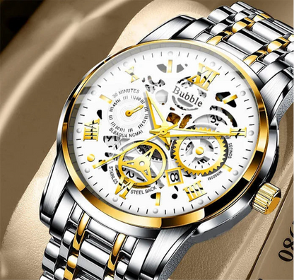 Reloj para hombre, moderno, de alta gama, ligero, de lujo, versátil, de cuarzo, resistente al agua, con diseño romano hueco, reloj para hombre.