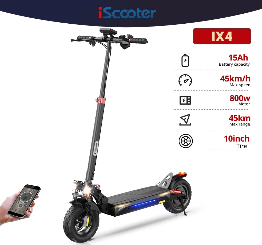 iScooter IX4/IX6 Electric Scooter 800W/1000W Powerful 10inch 11inch Off-road Tire 40-45km