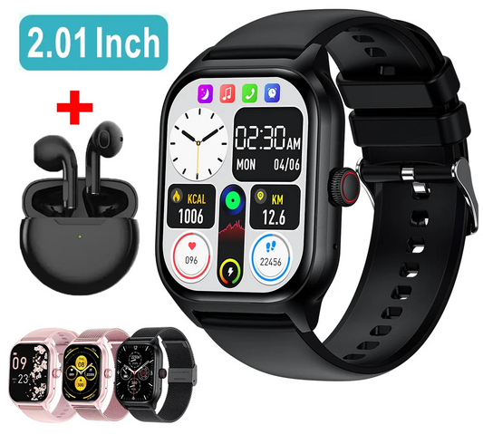 Reloj inteligente con llamadas Bluetooth, esfera táctil, rastreador de actividad física y música, relojes deportivos