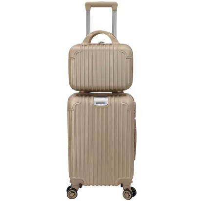 Conjunto Maleta de avión de mano, equipaje de viaje, carrito de cabina ABS rígido, 4 ruedas con bolsa de aseo rígida a juego 33*21*51cm