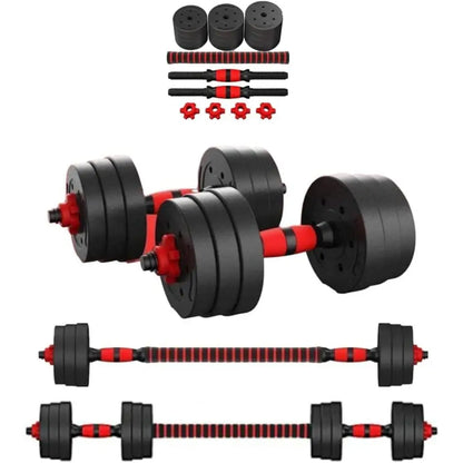 Mancuernas regulables , (juego de 10 kg, 15 kg, 20 kg y 30 kg) - Juego de pesas ajustable para entrenamiento con pesas y fuerza - Barra de conexión - Gimnasio en casa - Principiante hombre/mujer
