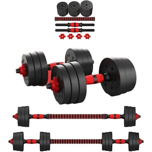 Mancuernas regulables , (juego de 10 kg, 15 kg, 20 kg y 30 kg) - Juego de pesas ajustable para entrenamiento con pesas y fuerza - Barra de conexión - Gimnasio en casa - Principiante hombre/mujer