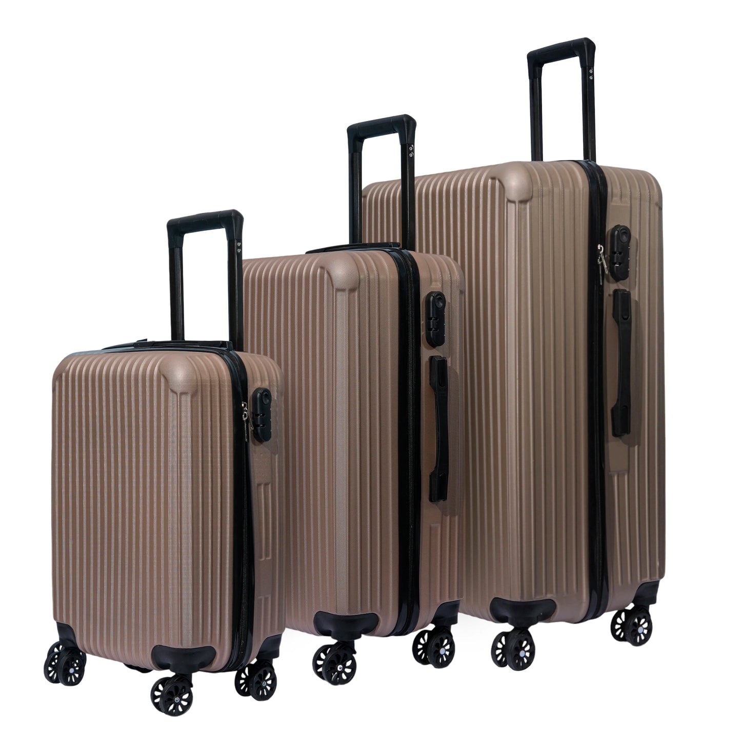 Juego de 3 Maletas de Viaje Set Trolley Abs Semirigidas con Cerradura Combinación 4 Ruedas Dobles