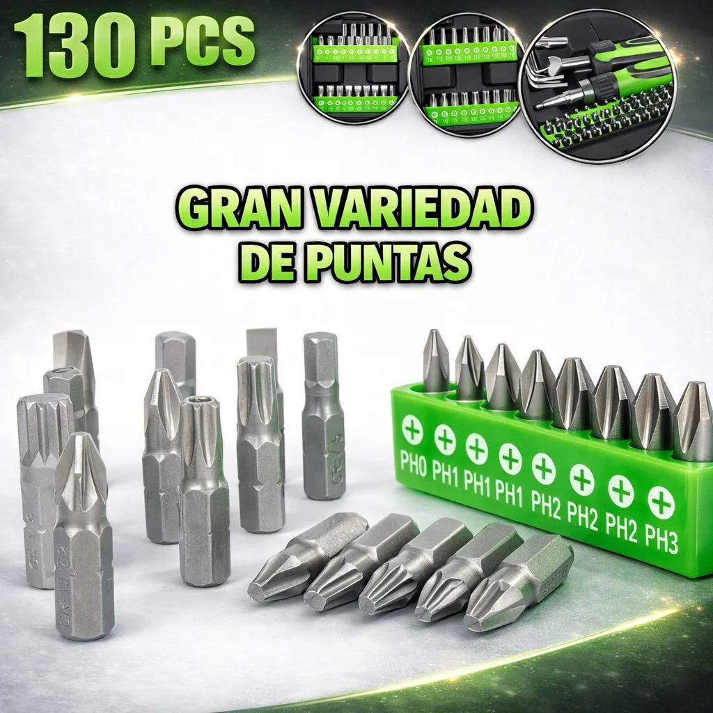 Herramientas juego 130 pcs piezas Caja Maleta para Taller Carraca Llaves Vaso Pequeña Portátil