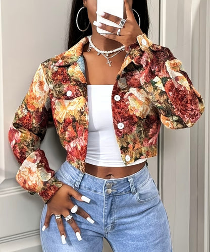 Chaqueta cárdigan elegante para mujer con solapa corta