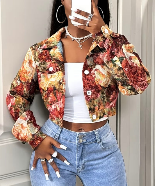 Chaqueta cárdigan elegante para mujer con solapa corta