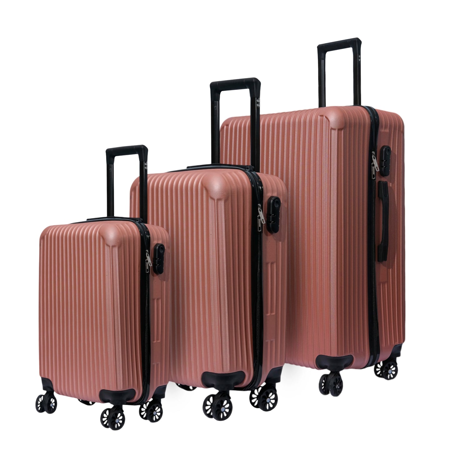 Juego de 3 Maletas de Viaje Set Trolley Abs Semirigidas con Cerradura Combinación 4 Ruedas Dobles