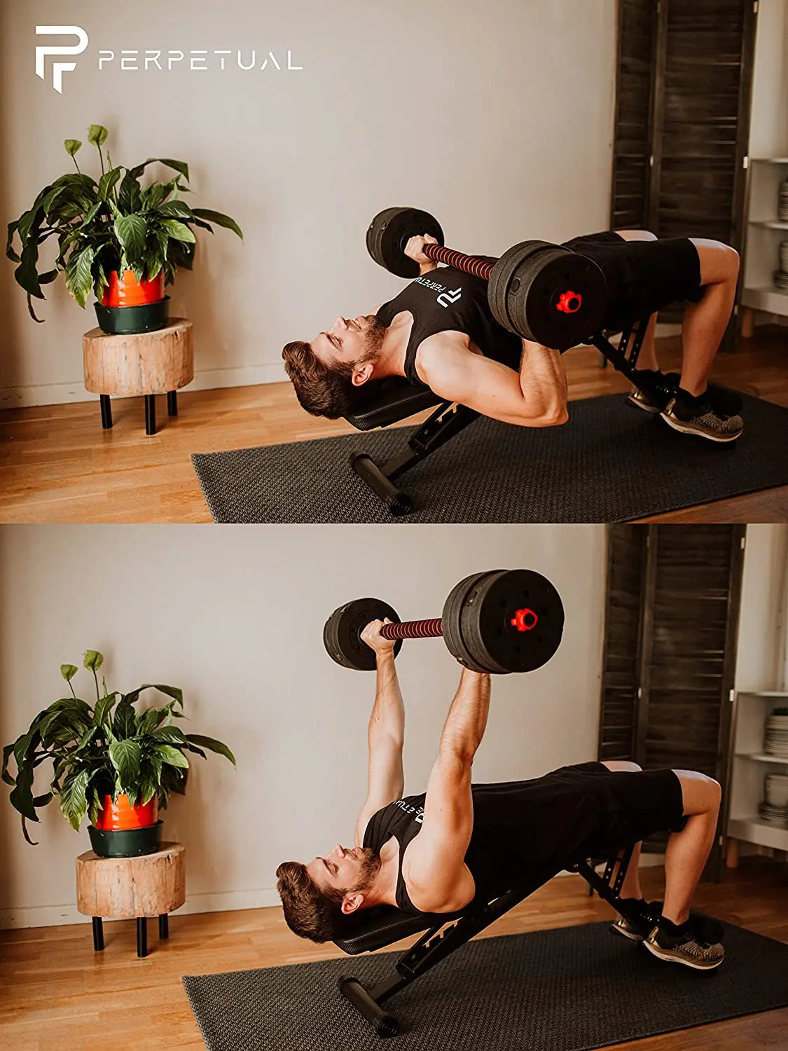 Mancuernas regulables , (juego de 10 kg, 15 kg, 20 kg y 30 kg) - Juego de pesas ajustable para entrenamiento con pesas y fuerza - Barra de conexión - Gimnasio en casa - Principiante hombre/mujer